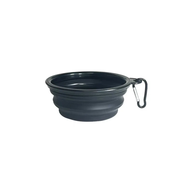 Dog Bowls Expandable Foldable Travel Pet Carabiners Durable Plastic Zpaxo black