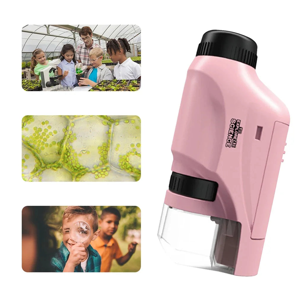 Mini Pocket Microscope Handheld Battery Powered Lab LED Light Zpaxo