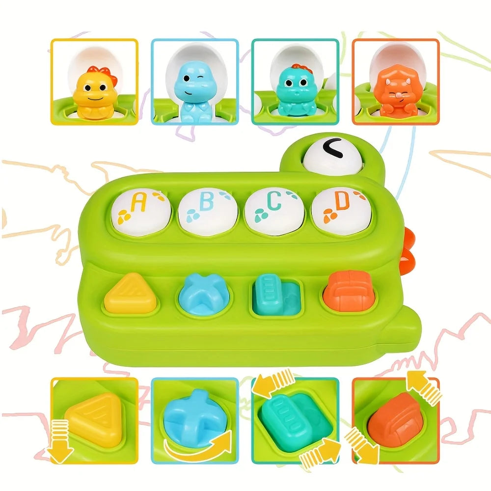 Green Dinosaur Peekaboo Puzzle Box Interactive Educational Toy
