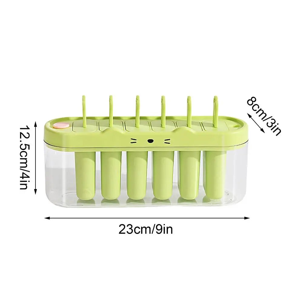 6-Cavity Popsicle Mold – Ice Pop Maker with Sticks Popsicle Mold Zpaxo Green