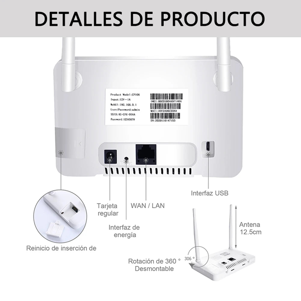 300Mbps Router Wireless Modem LTE CPE External Antenna Sim Card Slot