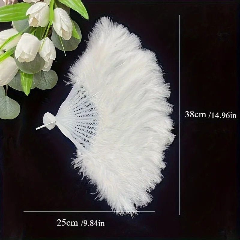 Bridal Feather Hand Fan Elegant Wedding Accessory Bachelorette