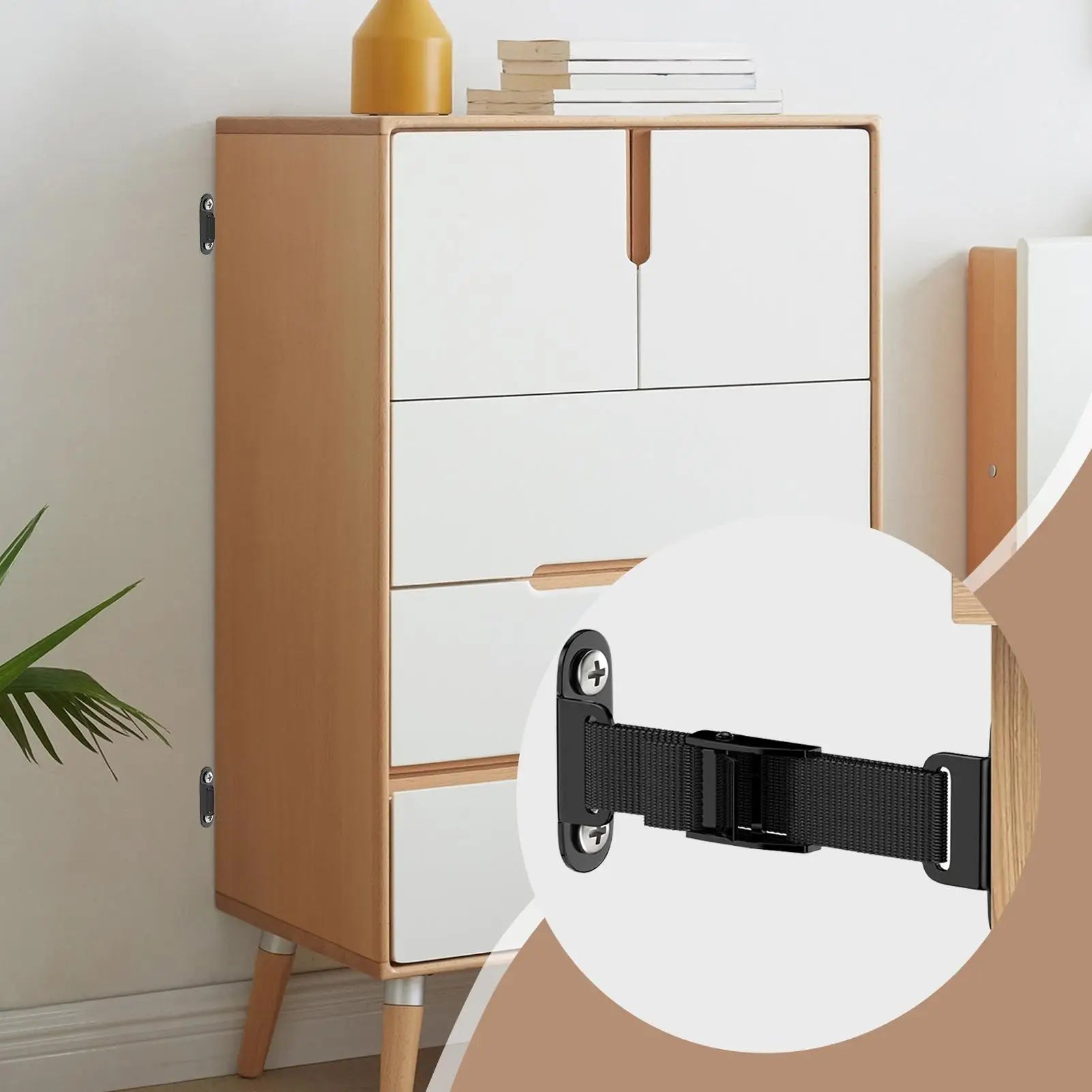 Furniture Tip Over Prevention Adjustable Furniture to Wall Prevent Falling Heavy-Duty Guards Childproof Drawer Locks Zpaxo