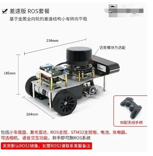 ROS2 Robot Differential Unmanned Car McNam Wheel Raspberry Pi Open Source SLAM Mapping Navigation Zpaxo type1