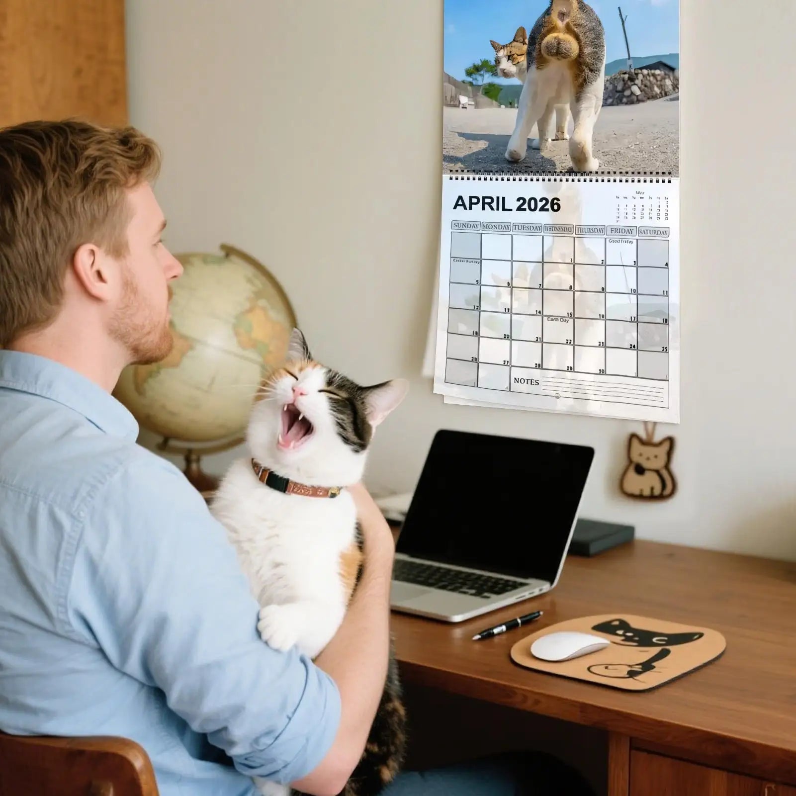 2026 Funny Cat Calendar 12 Month Wall Hanging Memes Humor Monthly