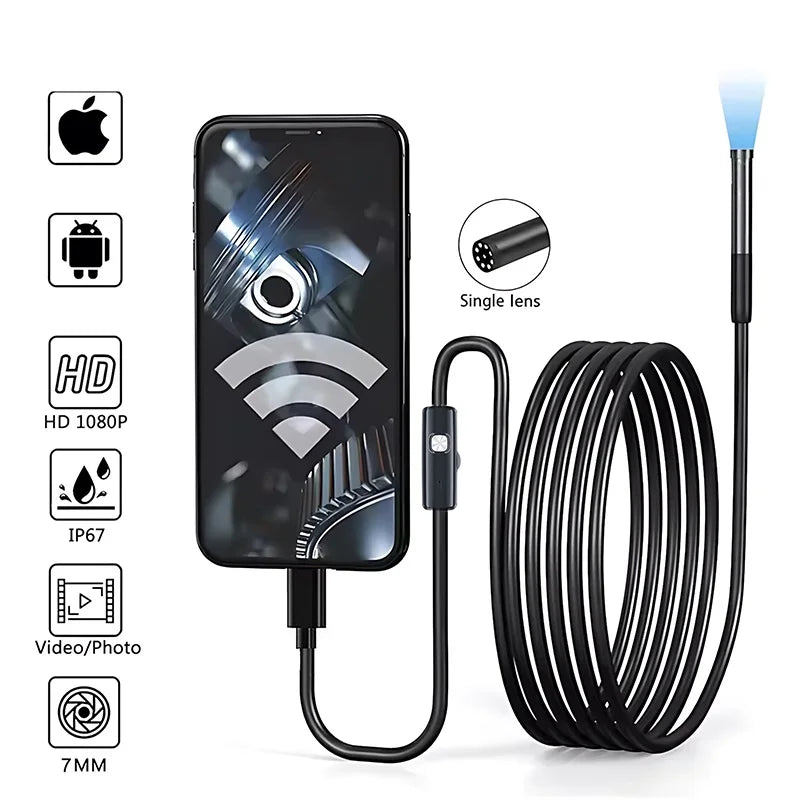 Type-c USB Borescope Camera 7 0 Flexible Cable Pipe C Inspection Mini