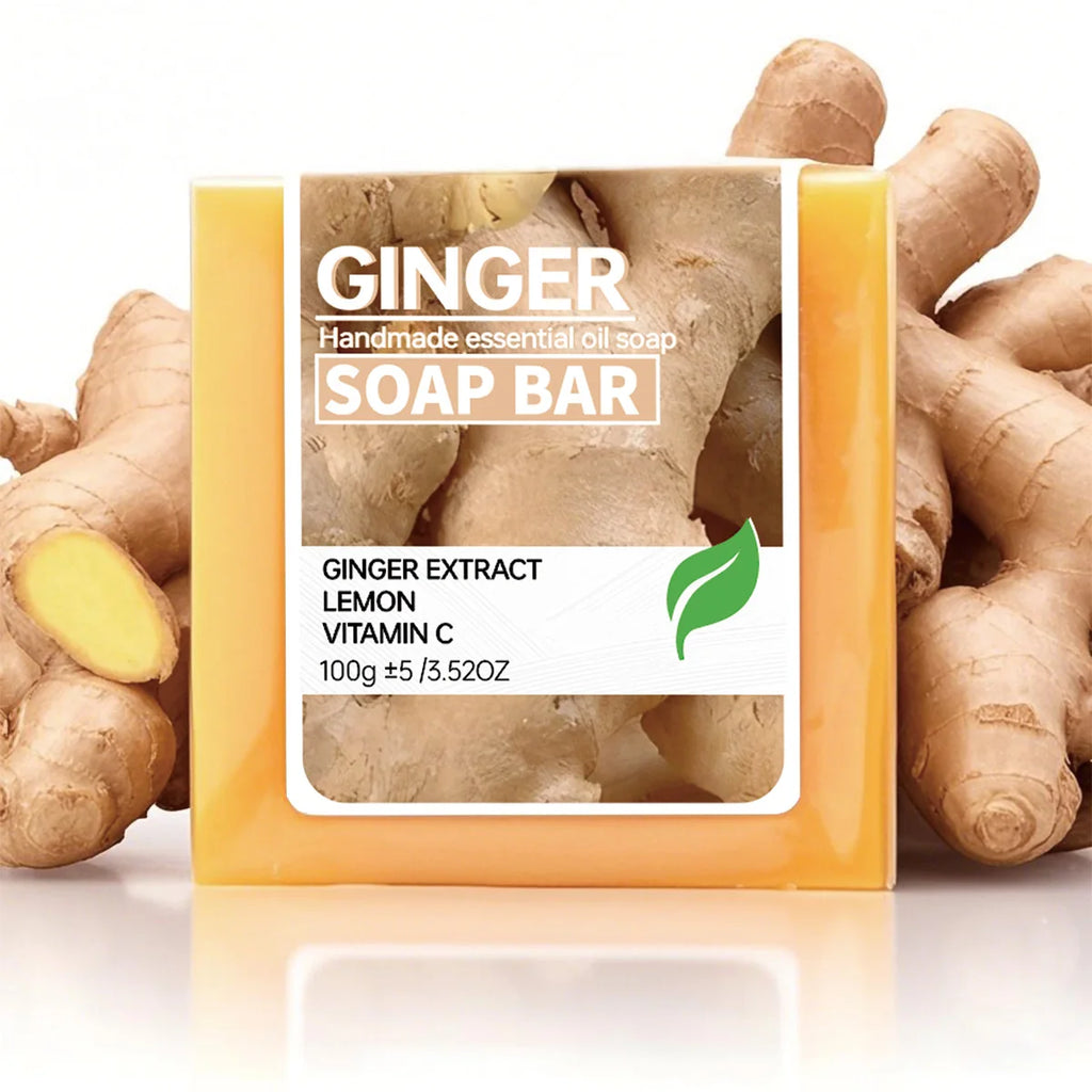 Ginger soap facial cleansing handmade soap, ginger lemon essential oil soap, balanced oil to brighten skin tone, portable travel Zpaxo