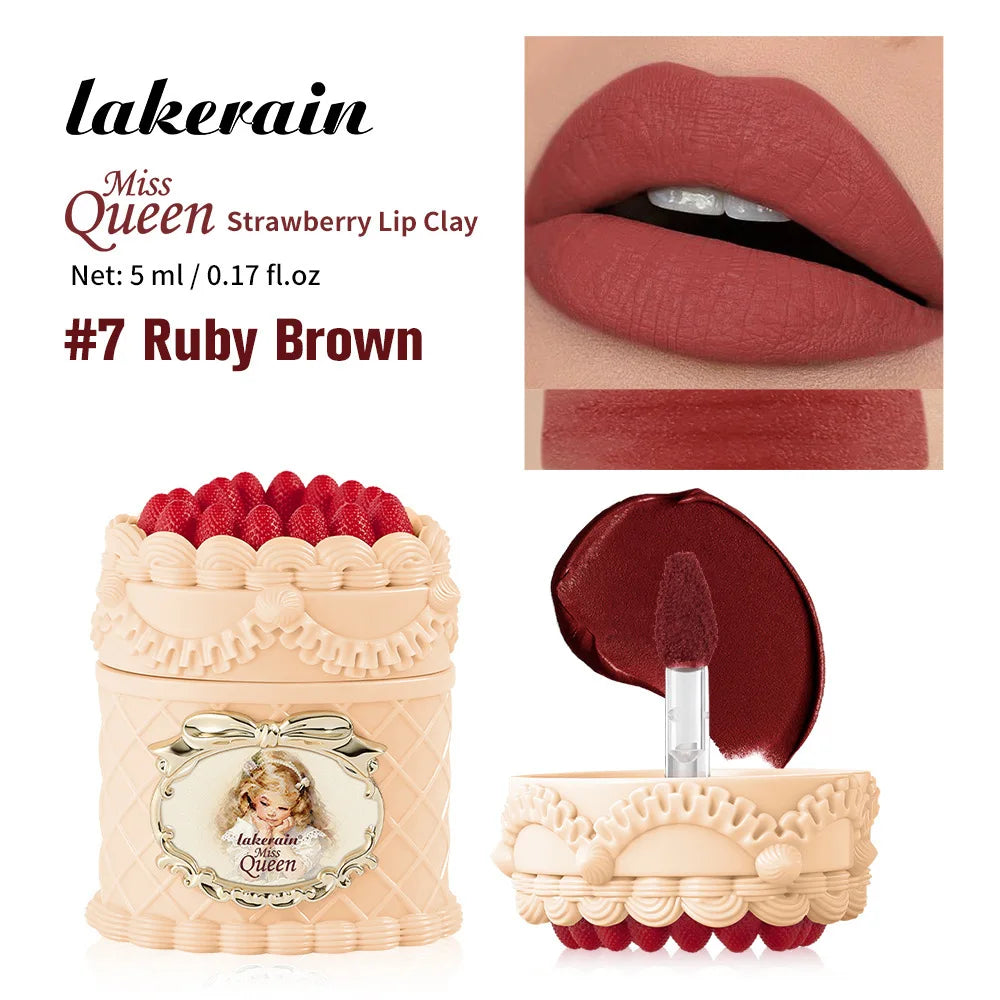 Strawberry Cake Mousse Lip Mud – Glaze Lipstick Silky Smooth Mousse Lipstick Zpaxo 7 Ruby Brown