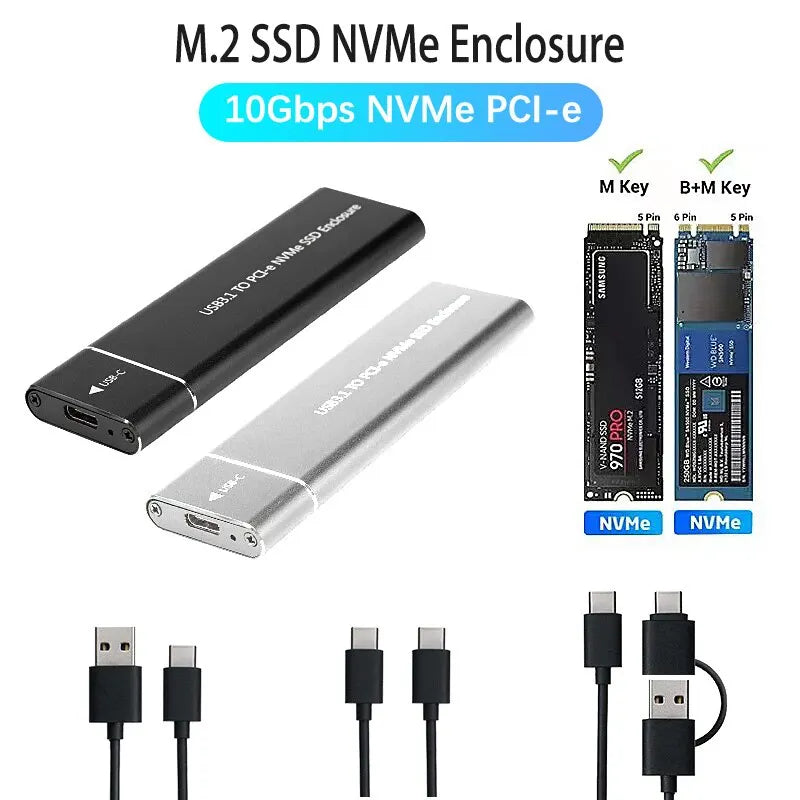 USB3 1 M 2 SSD Enclosure Mobile Case Supports NVME Protocol Type-c Zpaxo