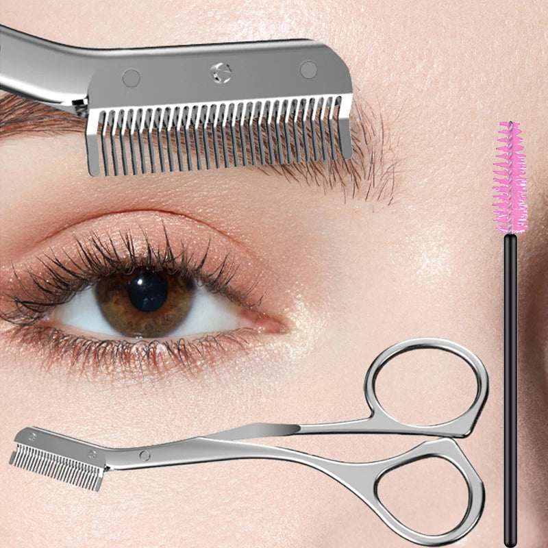 Eyebrow Scissors Stainless Steel Comb Makeup Trimming Knife Hair