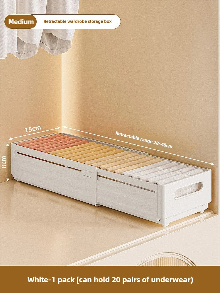 Adjustable Clothes Storage Box Closet Organizer Categorized Clothing Organizer Kitchen Cabinet Storage Bin Home Organizer Zpaxo White-M