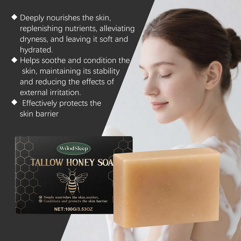 Hoygi Tallow & Honey Soap Bar – Face & Body Moisturizing Cleanser Facial Bar Soap Zpaxo