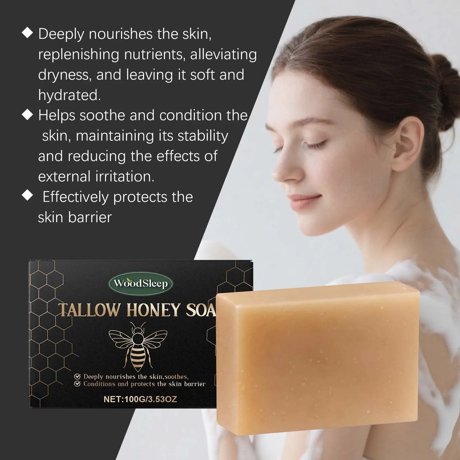 Hoygi Tallow & Honey Soap Bar – Face & Body Moisturizing Cleanser Facial Bar Soap Zpaxo