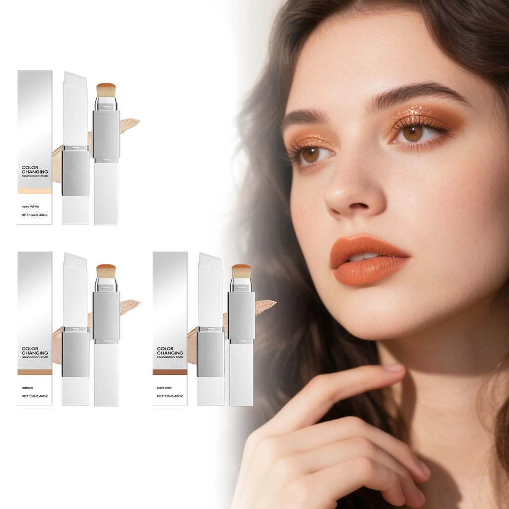 Hoygi 2-in-1 Color-Changing Foundation Stick & Brush Foundation Makeup Stick Zpaxo