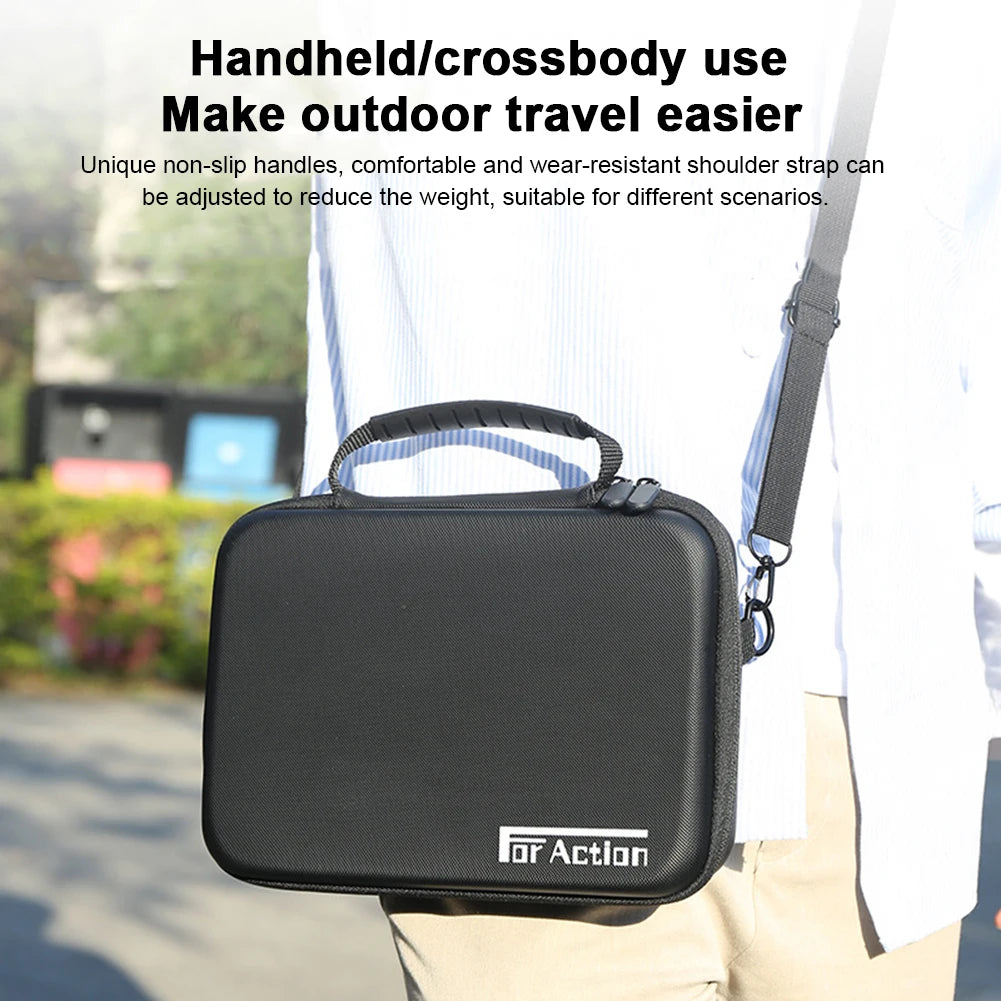 Travel Carrying Bag Shockproof Handheld Action Camera Case with Shoulder Strap Hard Shell Storage Bag for DJI Action 5 Pro/4/3 Zpaxo