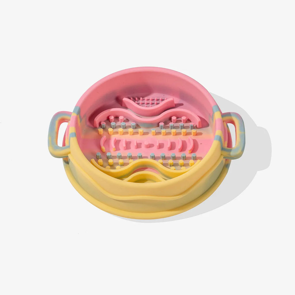 Pet colored single bowl double ear handle silicone slow food bowl small dog large dog rice bowl food bowl dog bowl Zpaxo