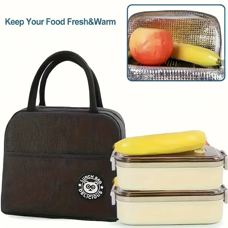 Insulated Lunch Bag Bear Pattern Waterproof Portable School Office