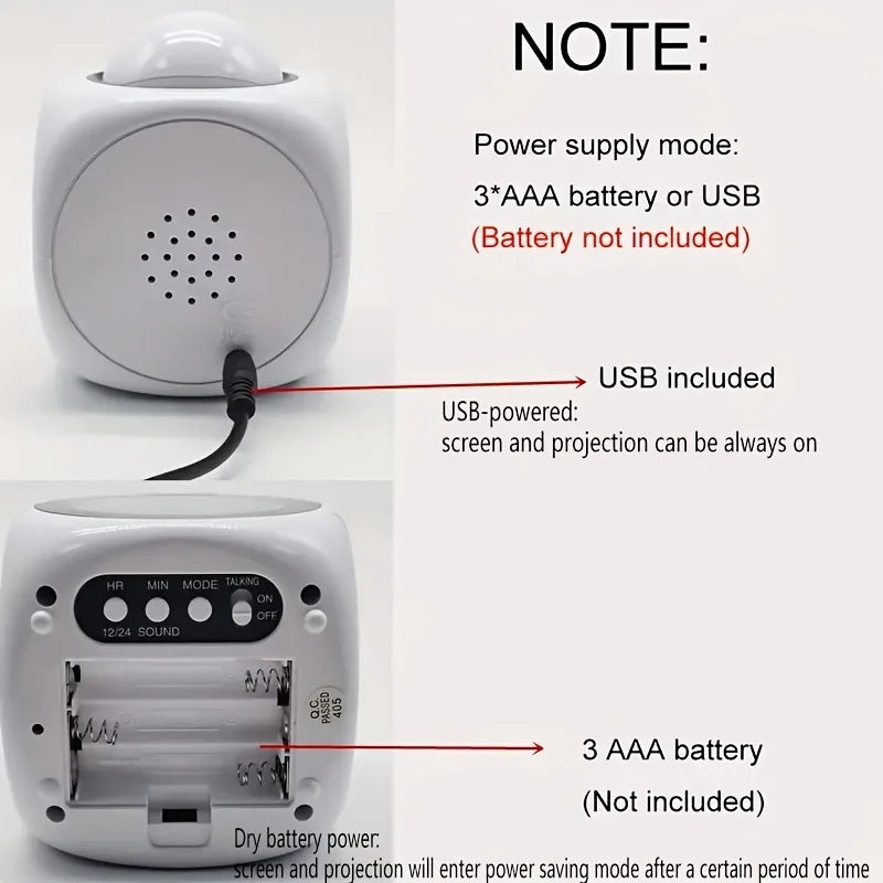 Portable LCD Digital Projection Alarm Clock Screen Display Living