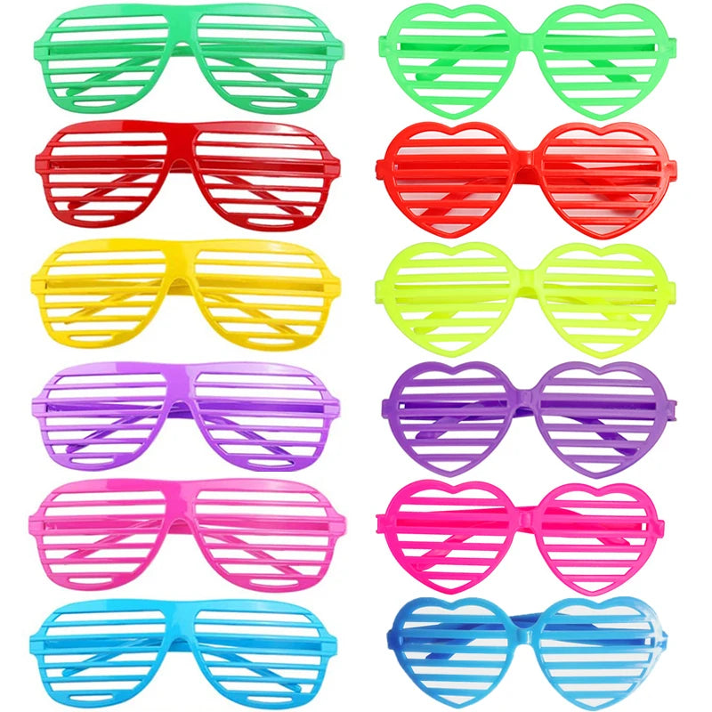 6 Shutter Shades Glasses Sunglasses Neon Eyewears 80s 90s Retro Party Zpaxo 12pcs mixed