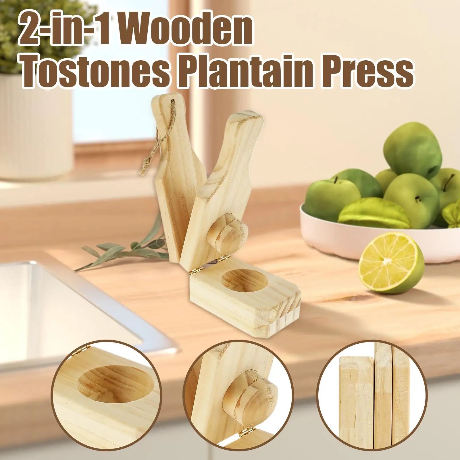 Wooden Plantain Press Maker Banana Masher Kitchen Tool Cooking Fried