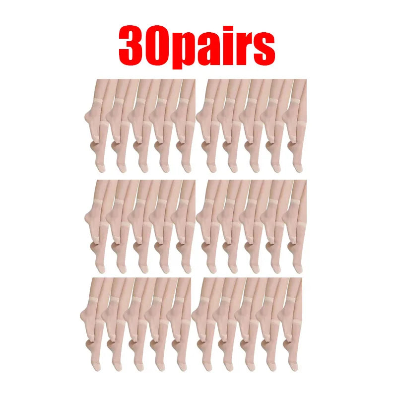 Women's Ultrathin Nylon Ankle Stockings – 10/20/30 Pairs