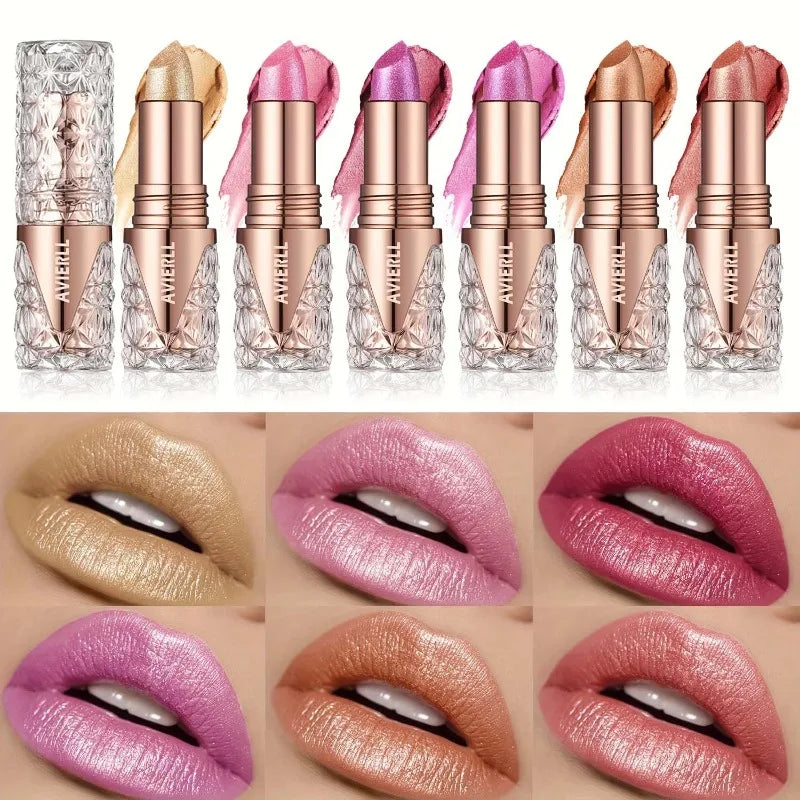 10 Colors 1 Pearlescent Lipstick Long Lasting Moisturizing Sparkling