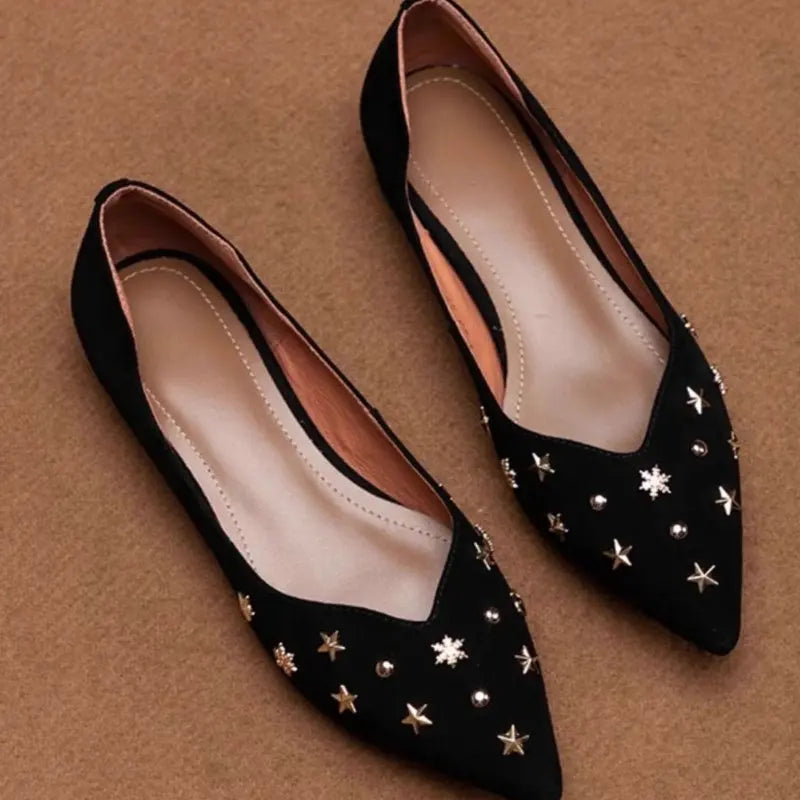 Flat Shoes Women's 2025 Spring and Autumn New Style French Shallow Mouth Pointed Frosted Leather Low Heel Women's Shoes ladies Zpaxo