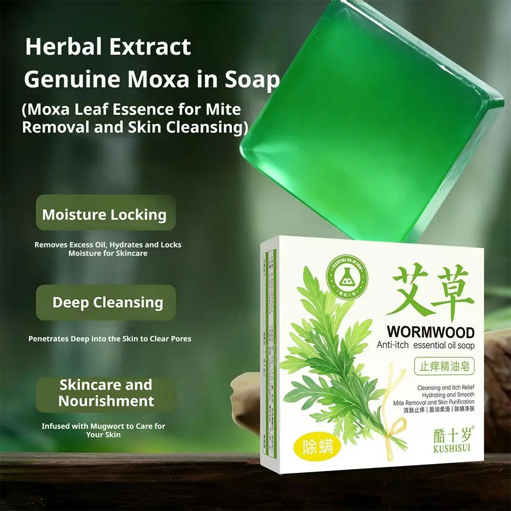 Wormwood herb essential oil soap, natural organic wormwood extract essence, facial cleansing soap, brighten skin color, nourish Zpaxo