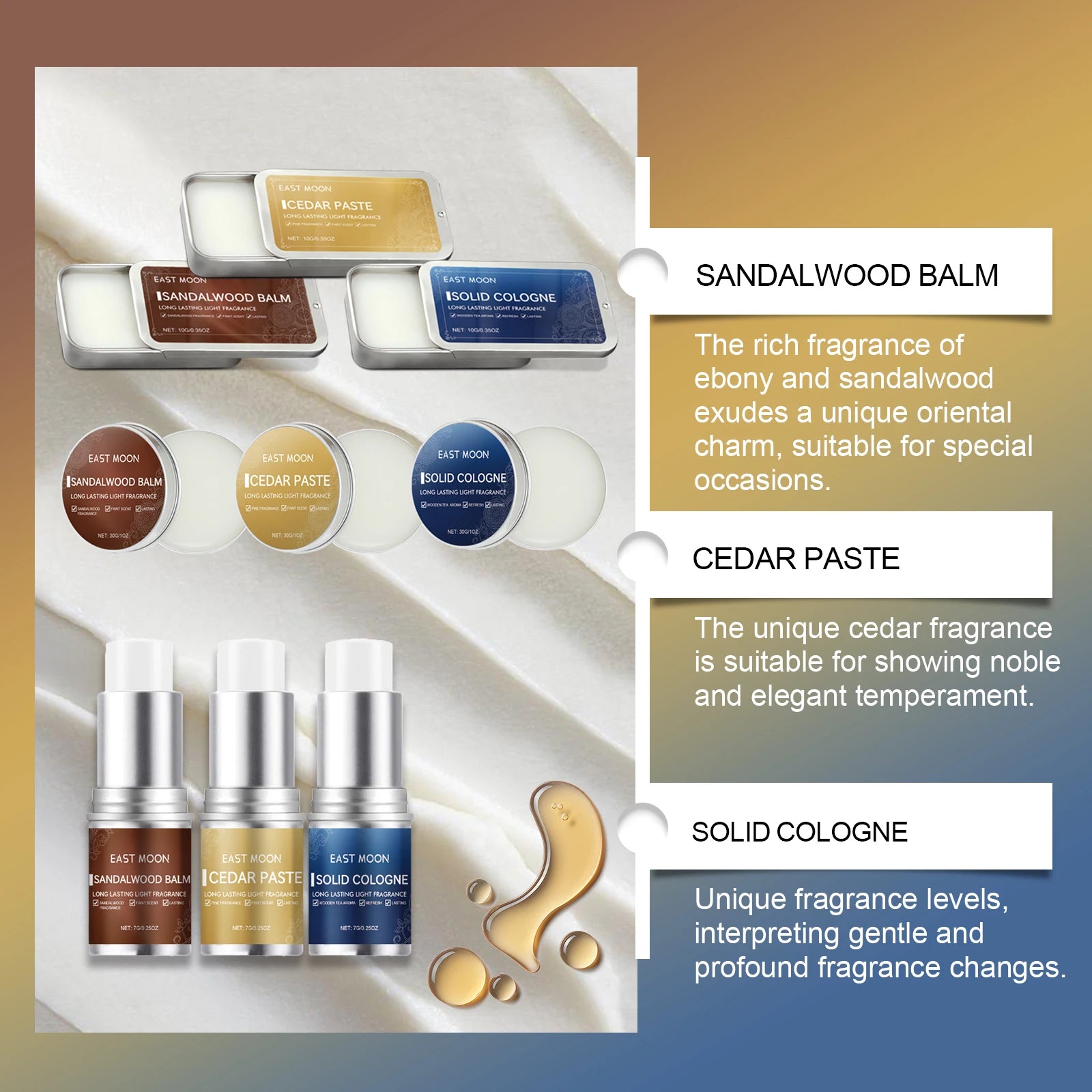 Men Sandalwood Balm Series Lasting Scent Keep Fresh Dating Flirting Improve Temptation Portable Body Light Fragrance Solid Balms Zpaxo