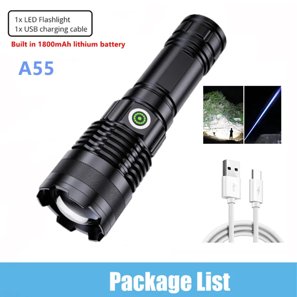 ESMARTER 100000 Lumen LED Spotlight Flashlight – USB Rechargeable