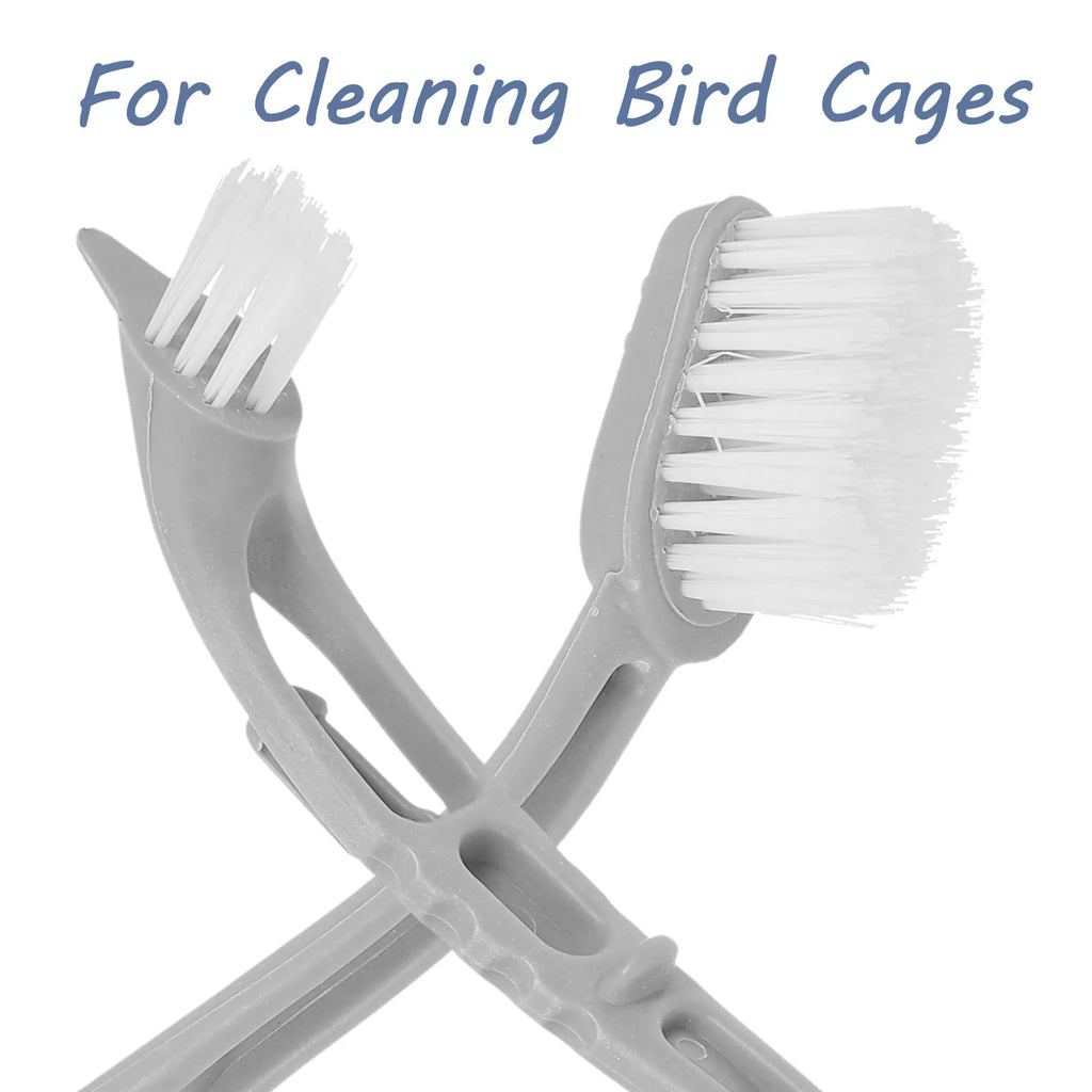Bird Cage Cleaning Brush Dual Head Ergonomic Long Handle Poop Cleaner