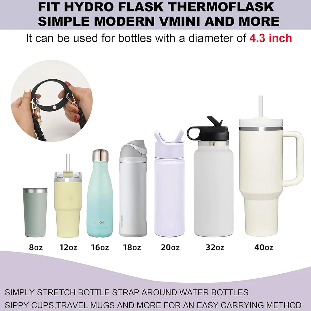 Water Bottle Handle with Strap Woven Rope Handle Compatible with Stanley Water Bottle Fits Most 8-40oz Bottles Cups for Outdoor Zpaxo