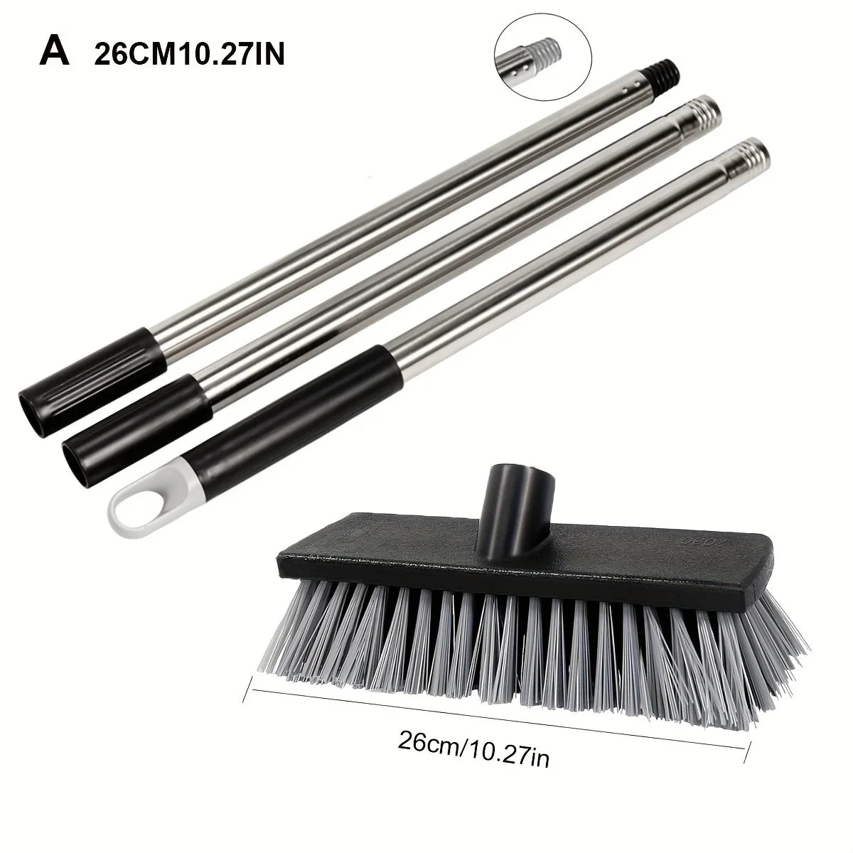 Heavy-Duty Hard Bristle Push Broom – Adjustable Long Handle Outdoor Push Broom Zpaxo 26cm