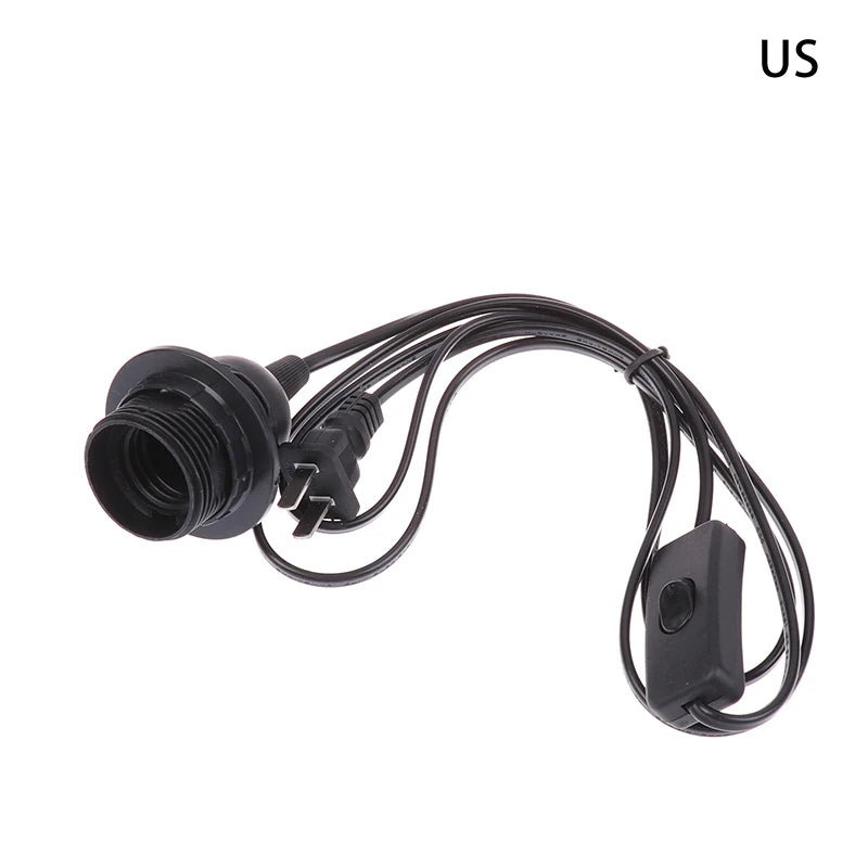1 8M EU US Plug E27 Full Teeth Lamp Base Holder Power Cord Hanging Zpaxo US Black
