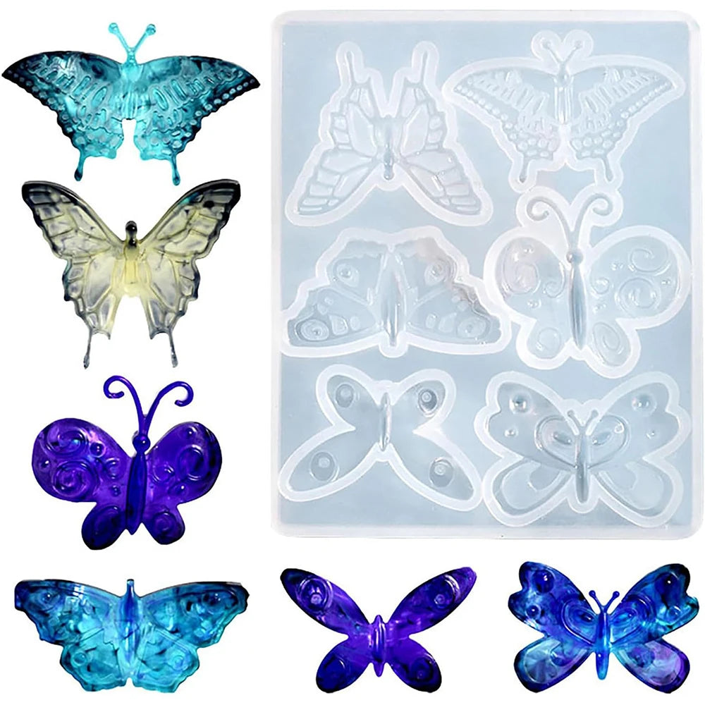 Butterfly Silicone Pendant Mold DIY 6 Styles Butterfly Keychain Earring Brooch Necklace Jewelry Crafts Making Epoxy Resin Mould Zpaxo