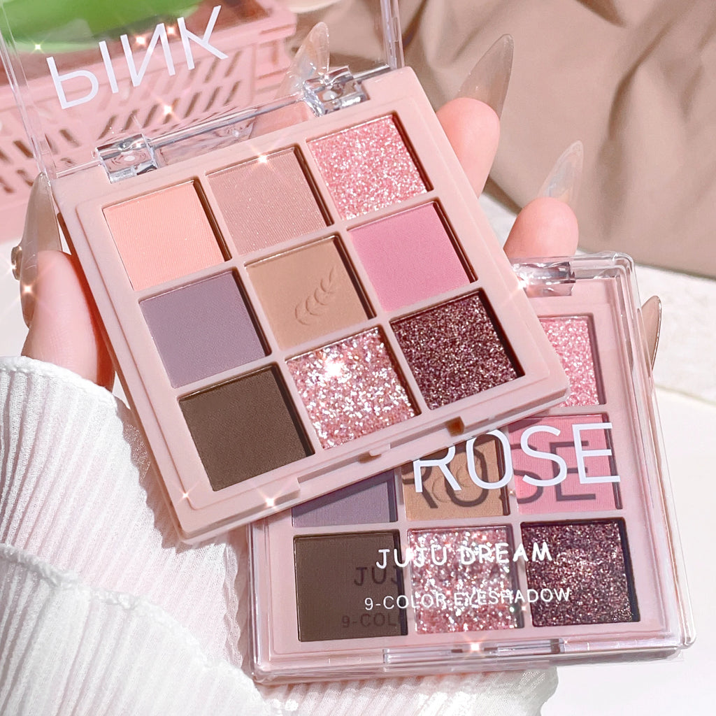 Smoky pink rose nine shades of eyeshadow, grey pink, smoky makeup, matte pearlescent silkworm brightening makeup Zpaxo