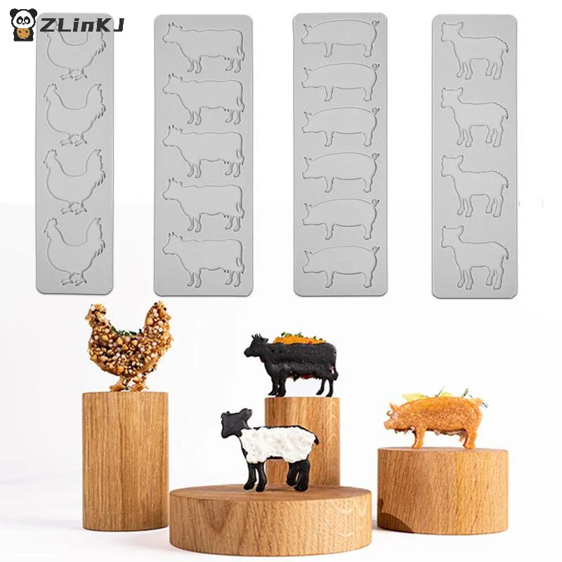 ▶1Pcs Animal Silicone Mold DIY Pig Cow Sheep Chicken Chocolate Fondant Cake Decorating Mould Zpaxo