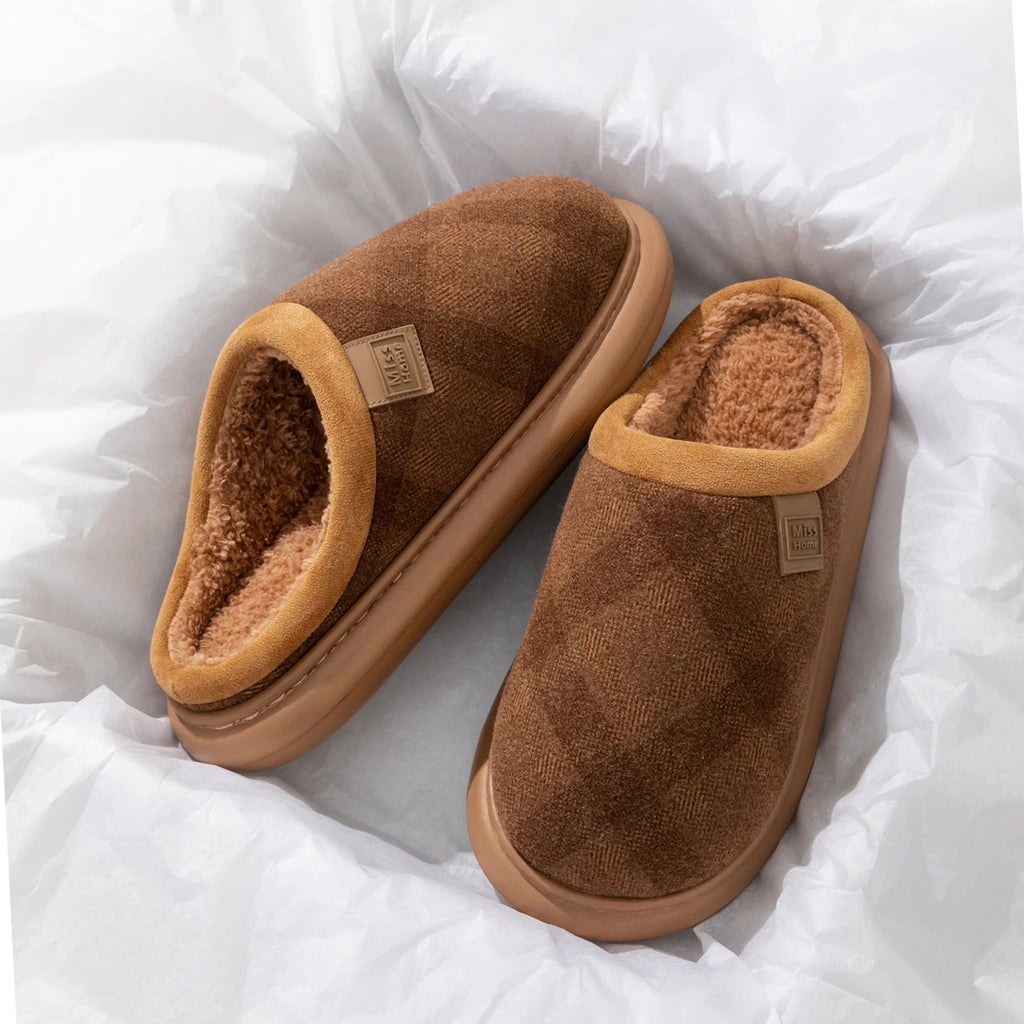 Men's Winter Slippers Non-slip Fleece-lined Thick Sole Comfortable