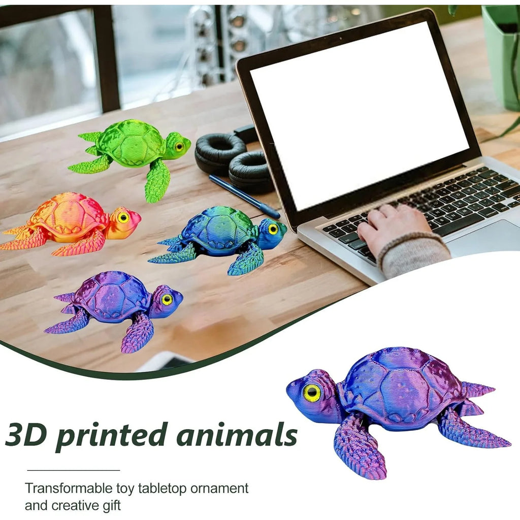 3D Printed Turtle Animals Flexible Adults Home Office Decor Stocking