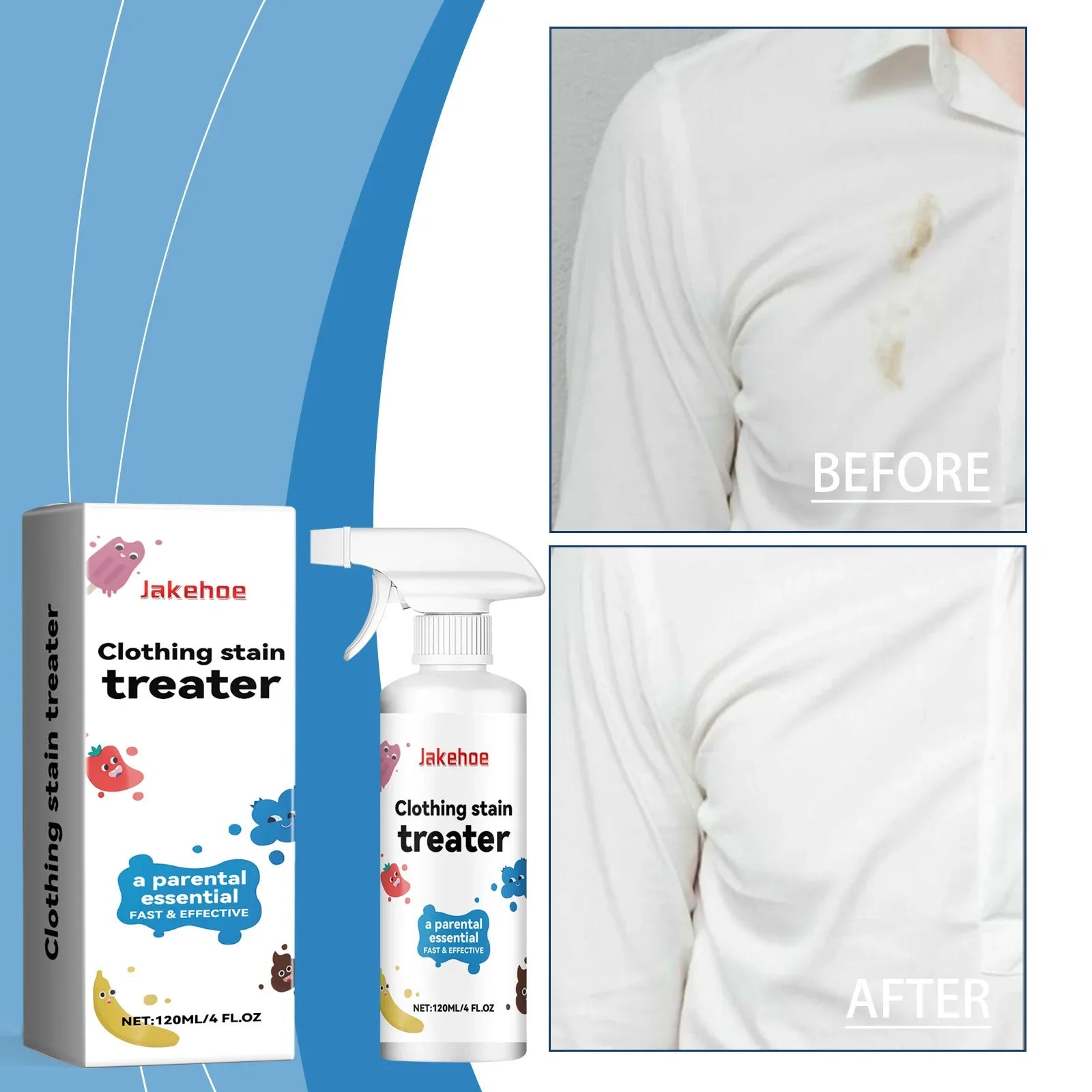 120ml/bottle Clothes Decontamination Spray Stain Treater Spray Stain Remover For Fabric Portable Stain Treater Spray Zpaxo