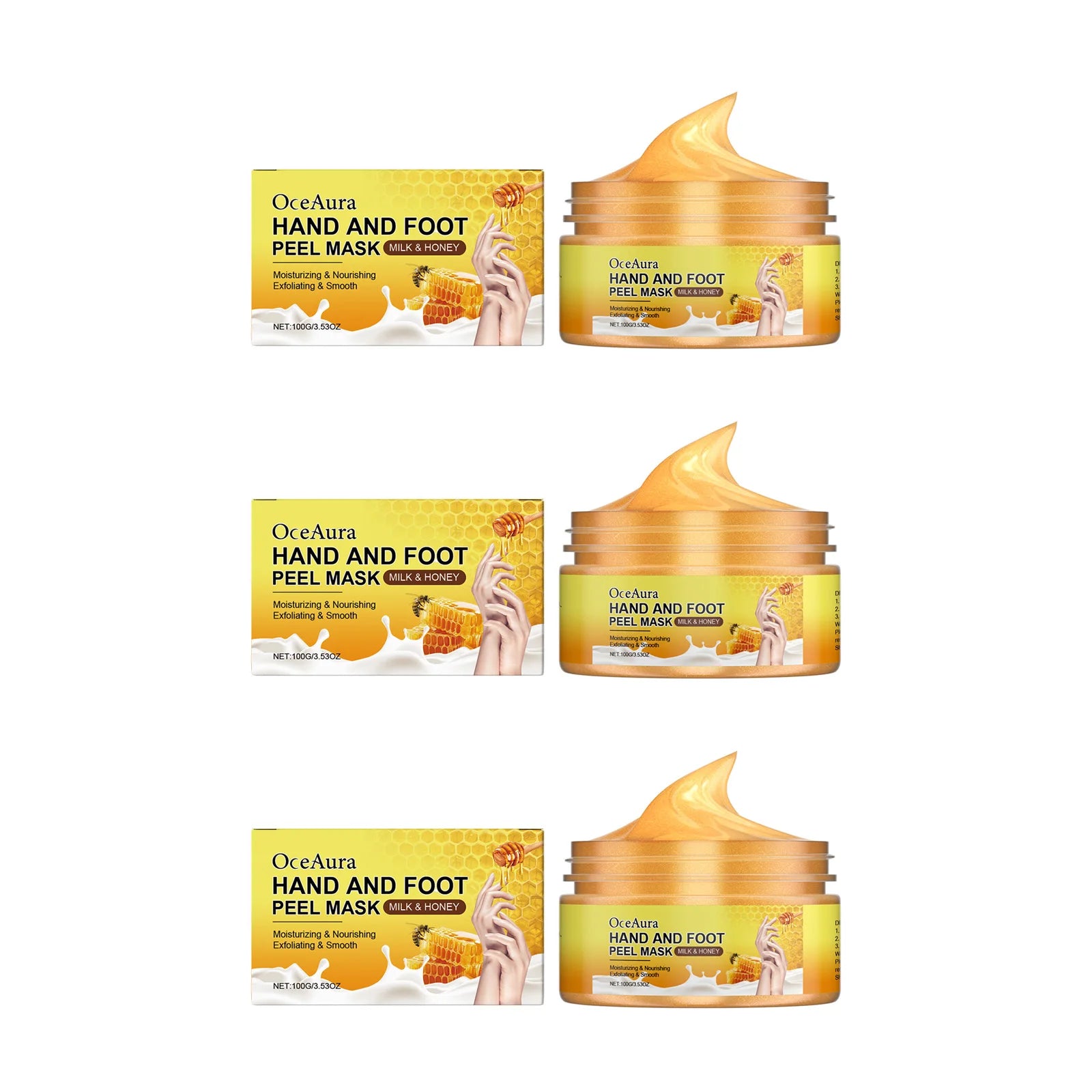 Exfoliating Hand Foot Mask Moisturizing Improve Rough Dryness Heel Cracked Care Remove Callus Dead Skin Soft Smooth Skin Care Zpaxo 3 x 100g Boxed