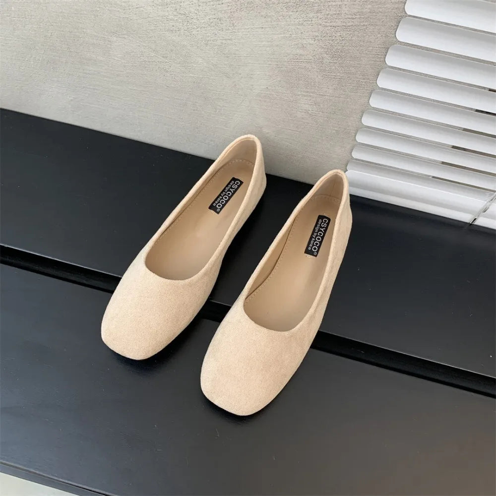 Women Flats Slip Flat Shoes Candy Woman Boat Black Loafers Faux Suede