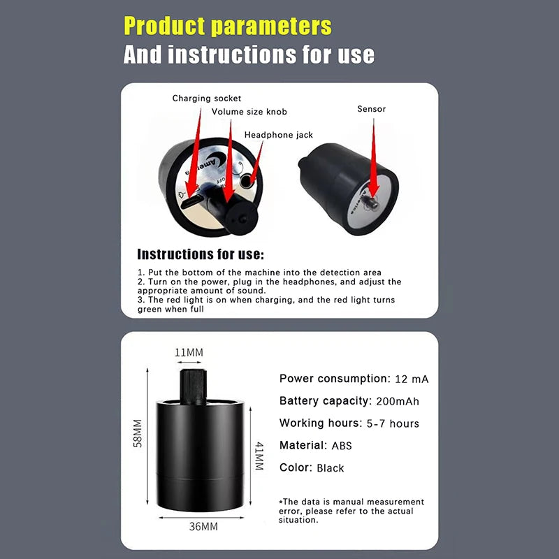 Acoustic Water Leak Detector – Sound Amplifier Probe & Headset