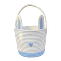 Easter Bunny Basket for Kids – Woven Cotton with Rabbit Ears Easter Gift Basket Zpaxo Blue White