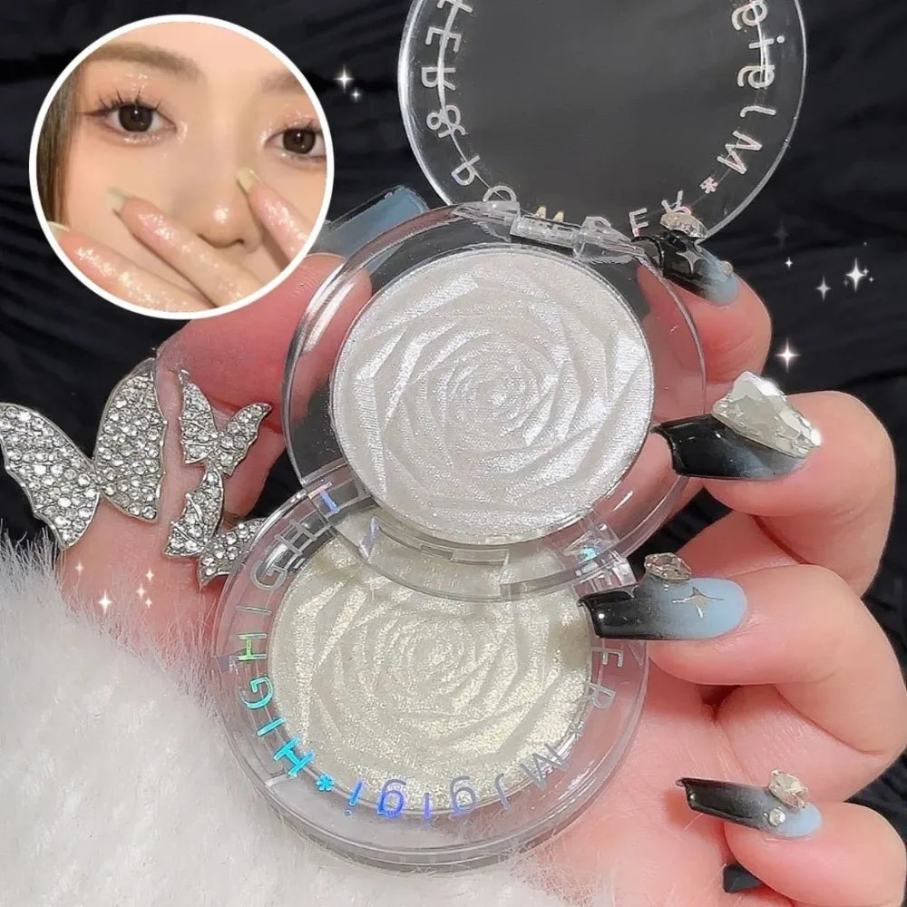 3D Rose Highlighter Makeup Palette Face Contour Bronzer Shimmer Zpaxo