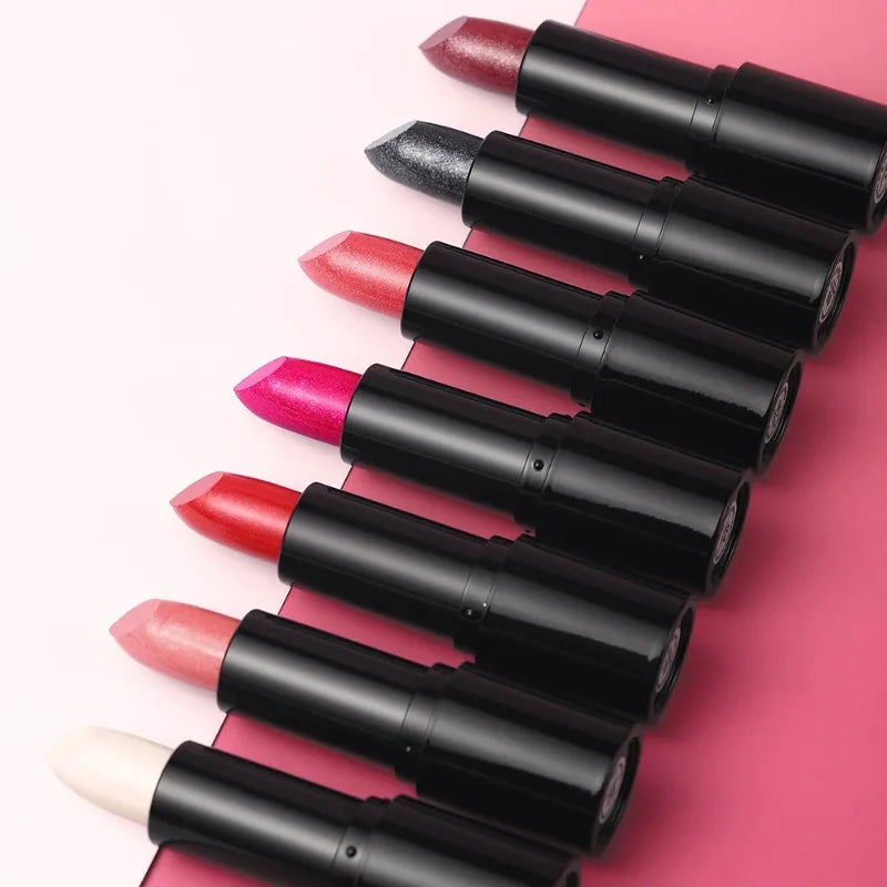 Nude Gray Metallic Lipstick Glitter Diamond Waterproof Long-lasting