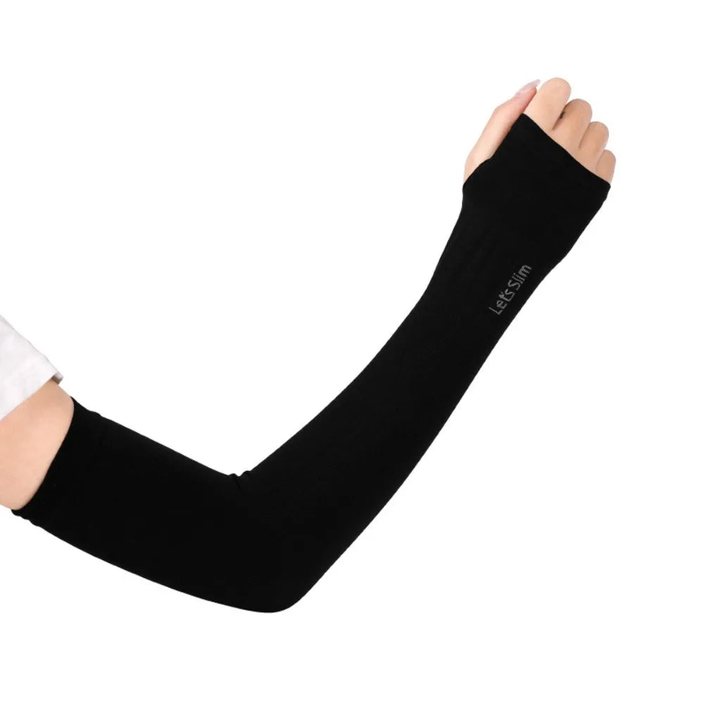 1 Pair Summer Long Ice Silk Arm Sleeves Sun UV Protection Hand Zpaxo