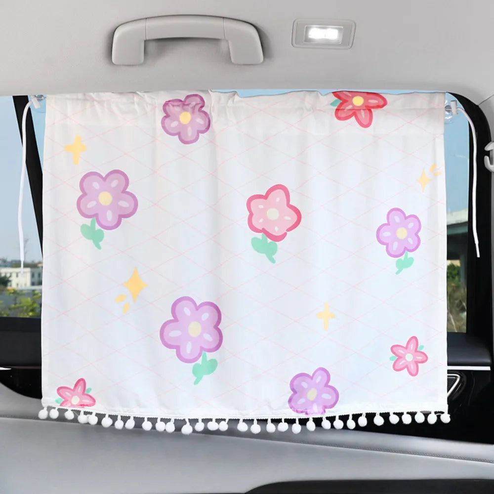 Flower Cartoon Car Curtain Suction Cup Panda Sunshade Sunscreen Zpaxo