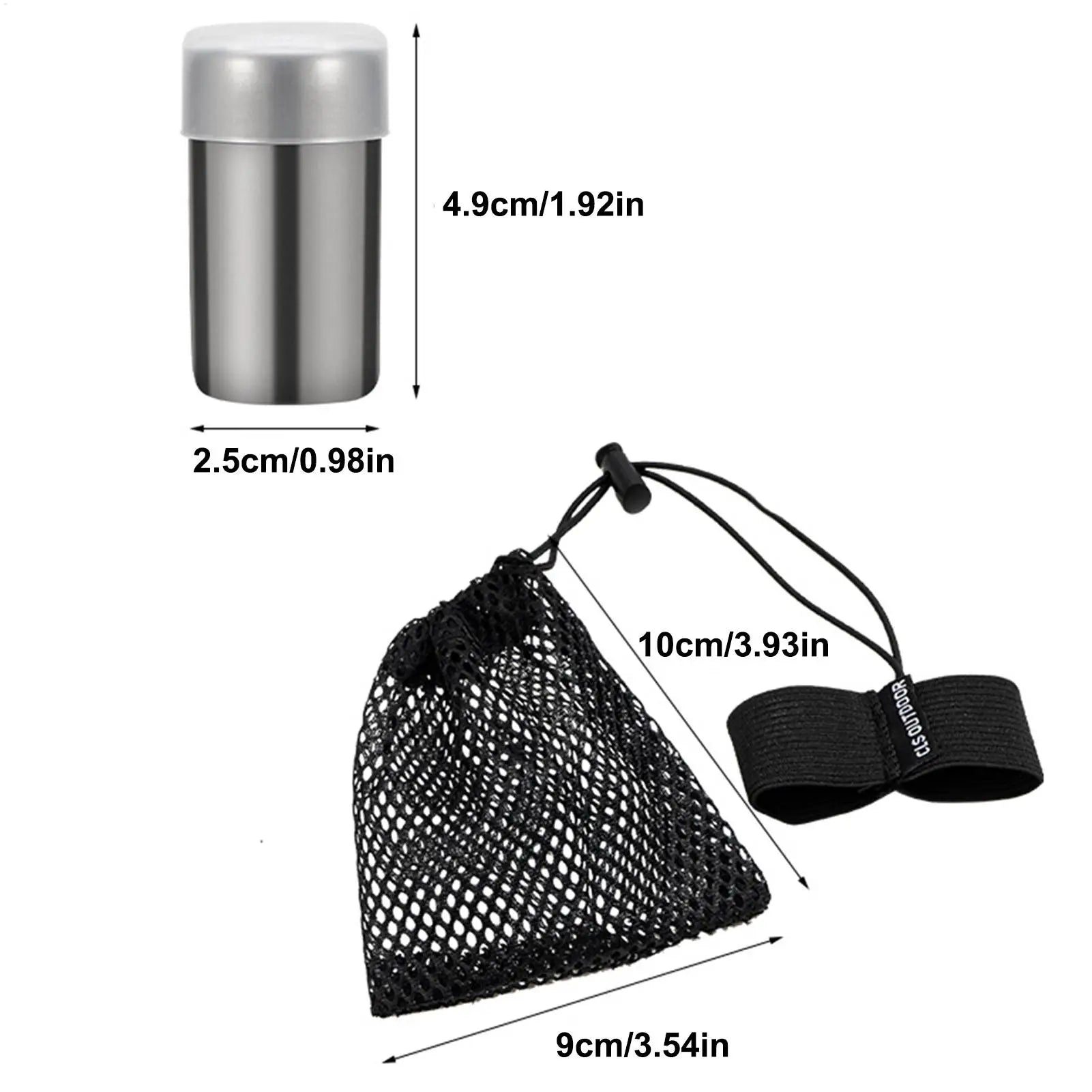 Portable Salt Shaker Small Camping Salt Shaker 2 Pieces Stainless Small Dispenser with Bag for Picnic Mountain Hiking Zpaxo