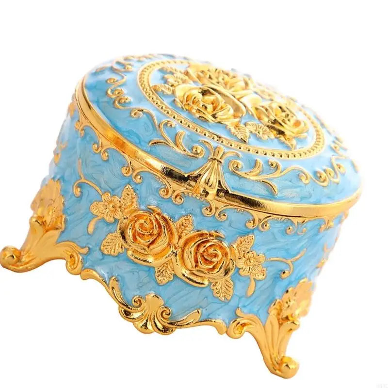 Retro Enamel Trinket Organiser Jewelry Box with Secure Closure Home Decoration Zpaxo